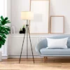 HOMCOM 59.75" Tripod Floor Lamp With Pull Chain Standing, Fabric Lampshade E26 Lamp Holder Steel For Living Room, Bedroom, Office -Famous Lighting Store GUEST dca868f3 b3e0 42de a278 d99960263aa8