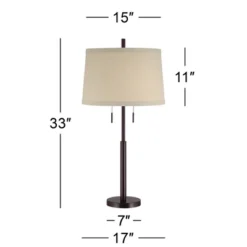 Possini Euro Design Modern Buffet Table Lamp 33" Tall With USB Charging Port Dark Bronze Drum Shade For Bedroom Living Room Office -Famous Lighting Store GUEST dcc07fcf 70fe 4765 9a48 e7b3bafa7865