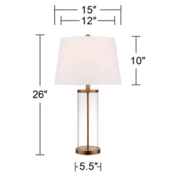 360 Lighting Coastal Table Lamp 26" High Glass Cylinder Gold Fillable White Drum Shade For Living Room Family Bedroom Bedside Nightstand -Famous Lighting Store GUEST dd2c6f0b 2ba9 4de2 b1d4 83514a33bc37