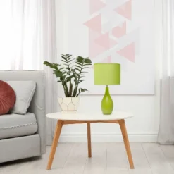 18.11" Traditional Standard Ceramic Dewdrop Table Desk Lamp With Matching Fabric Shade Green - Creekwood Home -Famous Lighting Store GUEST df0a6dcc 7018 45db 9c15 1d2d5bbe51bc