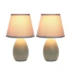 9.45" 2pk Petite Ceramic Oblong Bedside Table Desk Lamps With Matching Tapered Drum Shade Gray - Creekwood Home -Famous Lighting Store GUEST e0cba3ac dd91 496c 8462 c3169edfb078