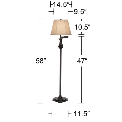 Regency Hill Traditional Swing Arm Floor Lamp 58" Tall Painted Black Bronze Swirl Font Faux Silk Beige Shade for Living Room Reading Office Regency Hill Traditional Swing Arm Floor Lamp 58" Tall Painted Black Bronze Swirl Font Faux Silk Beige Shade For Living Room Reading Office -Famous Lighting Store GUEST e1753885 9cf3 4a51 b96a 48833f7c52e5