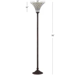 70" White Tiffany Torchiere Floor Lamp (Includes LED Light Bulb) Bronze - JONATHAN Y -Famous Lighting Store GUEST e1d02aa4 2554 4bef 910e e932801f3107