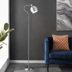 Elijah Iron Floor Lamp (Includes LED Light Bulb) Brushed Nickel - Safavieh -Famous Lighting Store GUEST e2755cd5 9c40 438b 8722 8709381124b8