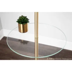 Chloe Contemporary Shelf Floor Lamp With Marble Base/Glass Shelf And Linen Shade White (Includes LED Light Bulb) - LumiSource -Famous Lighting Store GUEST e3018f8d 0054 4b07 9d3e 02d595dc81de