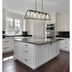 26.75" 5-Light LED Adjustable Iron Floyd Farmhouse Pendant Oil Rubbed Bronze - JONATHAN Y