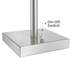 360 Lighting Andre Modern Table Lamps Set Of 2 With Square Risers 28 1/4" Tall Silver Metal USB And AC Power Outlet In Base White Drum Shade For Desk -Famous Lighting Store GUEST e33509e6 d6cc 4c9f a078 1c5e397ed771