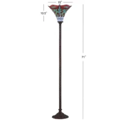 71" Dragonfly Tiffany Style Torchiere Floor Lamp (Includes Energy Efficient Light Bulb) - JONATHAN Y -Famous Lighting Store GUEST e4466a3c 236d 4735 8889 8b9578c51c99