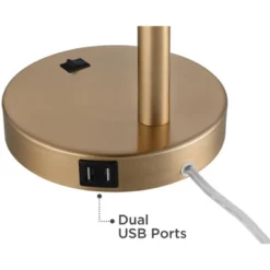360 Lighting Industrial Modern Desk Lamp With USB And AC Power Outlet 23.5" High Antique Brass Metal For Living Room Bedroom House Bedside -Famous Lighting Store GUEST e5aa95c2 2feb 468e a7e6 cb9fde0586c1