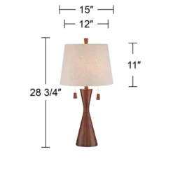 360 Lighting Omar Modern Table Lamp 28 3/4" Tall Warm Brown Wood Hourglass Oatmeal Fabric Drum Shade For Bedroom Living Room Bedside Nightstand Office -Famous Lighting Store GUEST e6133243 7521 466c 866d fc796a8ed041