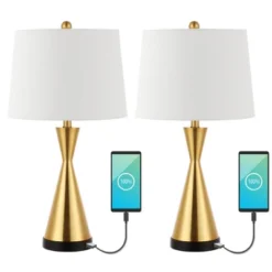 (Set Of 2) 26" Colton Classic French Country Iron LED Table Lamp With USB Charging Port (Includes LED Light Bulb) - JONATHAN Y -Famous Lighting Store GUEST e635d6d3 4622 4a3d b0af f4265eadd5eb