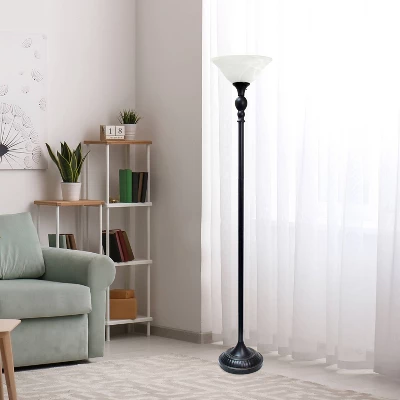 1-Light Classic Torchiere Floor Lamp with Marbleized Glass Shade Restoration Bronze - Lalia Home 1-Light Classic Torchiere Floor Lamp With Marbleized Glass Shade Restoration Bronze - Lalia Home -Famous Lighting Store GUEST e73db2e9 0709 47d6 9bd5 e704382ce6d4