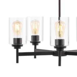 24" LED 5-Light Orpheus Industrial Iron Cylinder Chandelier Oil Rubbed Bronze/Clear - JONATHAN Y -Famous Lighting Store GUEST e7876c58 bc4f 4dda 99b1 69f5a1aef77a