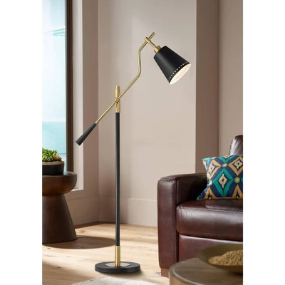 Possini Euro Design Modern Pharmacy Floor Lamp 54" Tall Matte Black Warm Gold Adjustable Metal Shade for Living Room Reading House Possini Euro Design Modern Pharmacy Floor Lamp 54" Tall Matte Black Warm Gold Adjustable Metal Shade For Living Room Reading House -Famous Lighting Store GUEST e791b56b 06ea 40ff 9094 2ea476f613a9
