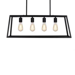 30" Industrial 4-Light Rectangular Island Chandelier (Includes LED Light Bulb) Matte Black - Cresswell Lighting -Famous Lighting Store GUEST e8eea771 ed83 4034 9ddb 5c0e0fda6023
