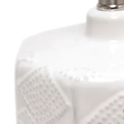 19" Contemporary Bohemian Ceramic Eyelet Pattern Floral Textured Bedside Table Lamp With Fabric Shade Off-White - Lalia Home -Famous Lighting Store GUEST e949fdb2 40f1 4eb4 bd3d 0494059d6991