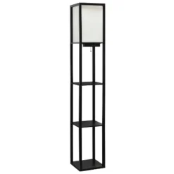 Floor Lamp Etagere Organizer Storage Shelf With 2 USB Charging Ports And Linen Shade - Simple Designs -Famous Lighting Store GUEST ea4e3954 5908 446b b8f0 b1611ffbfc5a