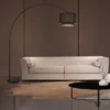 FC Design Modern 81" Tall Standing Adjustable Arched Floor Lamp With Double Drum Shade And Marble Base