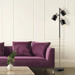 Globe Electric 67" Fiona 3-Light Matte Black Track Tree Lamp With Matte Brass Accents - Novogratz X Globe -Famous Lighting Store GUEST ebc761b5 d15c 4f1a ad89 448f4ee4dd2c