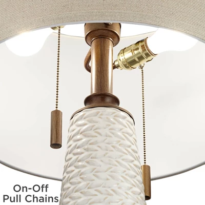 Possini Euro Design Kingston Modern Mid Century Table Lamp 32 3/4" Tall White Grooved Patterned Ceramic Taupe Drum Shade for Bedroom Living Room House Possini Euro Design Kingston Modern Mid Century Table Lamp 32 3/4" Tall White Grooved Patterned Ceramic Taupe Drum Shade For Bedroom Living Room House -Famous Lighting Store GUEST ec64909a cf72 4850 8ac8 5218ccf903c7