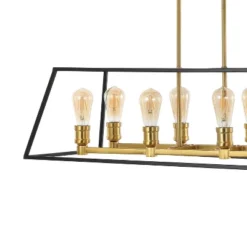 35" 8-Light Liane Farmhouse Industrial Iron Linear LED Pendant Black/Brass Gold - JONATHAN Y -Famous Lighting Store GUEST ec796841 64d1 431f 902d 77dc9a0dc315
