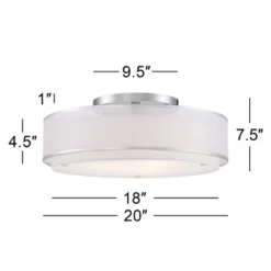 Possini Euro Design Modern Ceiling Lighting Semi Flush Mount Fixture 20" Wide Chrome 3-Light Sheer Outer Off White Inner Drum Shade For Bedroom House -Famous Lighting Store GUEST ed0184b8 dcd7 4ae2 9ef4 45a9237cdc91
