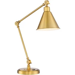 360 Lighting Wray Modern Desk Lamp 26 3/4" High Warm Brass Metal With USB Charging Port Adjustable Arm Head For Bedroom Living Room Bedside House Home -Famous Lighting Store GUEST edb72b93 7a76 48d6 824f f0269835744d