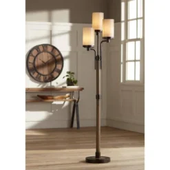 Franklin Iron Works Astoria Rustic Farmhouse Floor Lamp 71" Tall Bronze Faux Wood 3 Light Tree Tea Alabaster Glass For Living Room Bedroom Office Home -Famous Lighting Store GUEST eefa9d4f 238d 462b a2e1 59b856cff988