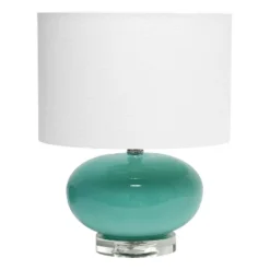 15.25" Modern Ovaloid Glass Bedside Table Lamp With Fabric Shade - Lalia Home -Famous Lighting Store GUEST efc85e1e d7e0 4256 b0ce 747815994e62