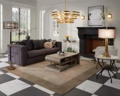 Possini Euro Design Granview Modern Table Lamp 32 1/2" Tall Brass Column Taupe Organza Outer Off White Linen Inner Drum Shade For Bedroom Living Room -Famous Lighting Store GUEST f00dc396 7e97 4d21 bd9b 465361d7213e 1