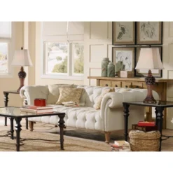 Regency Hill Exeter Traditional Table Lamps 30" Tall Set Of 2 Bronze Wood Carved Leaf Cream Rectangular Bell Shade For Bedroom Living Room Bedside -Famous Lighting Store GUEST f15328a7 a09e 4397 ad1e 61cc6762bfa5