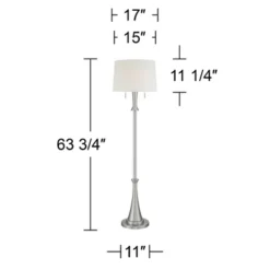 360 Lighting Karl Modern Floor Lamp Standing 63 3/4" Tall Brushed Nickel Metal White Tapered Drum Shade For Living Room House Bedroom Office Family -Famous Lighting Store GUEST f178c370 dbf8 40a9 acb1 1dccf861e0a3