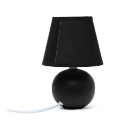 8.66" Petite Ceramic Orb Base Bedside Table Desk Lamp With Matching Tapered Drum Fabric Shade Black - Creekwood Home -Famous Lighting Store GUEST f19c5dc1 fa3e 4f43 8e54 53e81addc00c 1