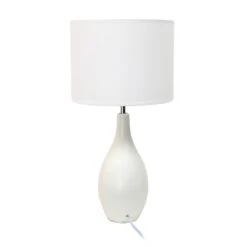 18.11" Traditional Standard Ceramic Dewdrop Table Desk Lamp With Matching Fabric Shade Off-White - Creekwood Home -Famous Lighting Store GUEST f2ab8e61 8d8f 44f9 b878 6122b076d5a7