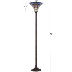 70" Peacock Tiffany Torchiere Floor Lamp (Includes LED Light Bulb) Bronze - JONATHAN Y -Famous Lighting Store GUEST f2d8c849 65bc 4eac ae05 8524620c8a29