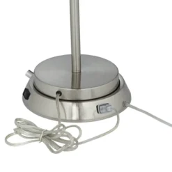 360 Lighting Modern Table Lamp With Dimmable USB And AC Power Outlet Workstation Base 24.5" High Brushed Nickel Droplet White Shade Bedroom Desk -Famous Lighting Store GUEST f485576e a842 4878 9a51 a5ea7ce04759