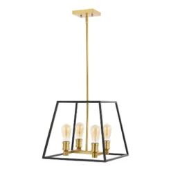 15" 4-Light Lloyd Farmhouse Industrial Iron LED Pendant Black/Brass Gold - JONATHAN Y 10 15" 4-Light Lloyd Farmhouse Industrial Iron LED Pendant Black/Brass Gold - JONATHAN Y -Famous Lighting Store GUEST f4b14be4 60f5 4a28 afce 29568451cb38