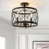 15" Eleanor Metal LED Semi Flush Mount Ceiling Light Black (Includes Energy Efficient Light Bulb) - JONATHAN Y -Famous Lighting Store GUEST f5d32c34 bacd 4c69 8b15 9fcb0a694e93