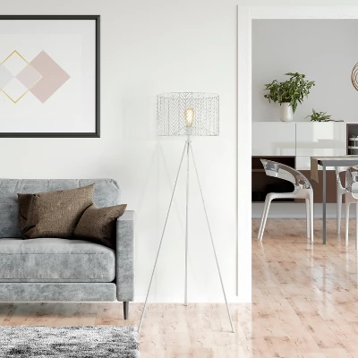 61" Cage Shade Metal Tripod Floor Lamp Ingrid White - River of Goods 61" Cage Shade Metal Tripod Floor Lamp Ingrid White - River Of Goods -Famous Lighting Store GUEST f6b603a0 ef63 4861 919b 1bf152e602bb