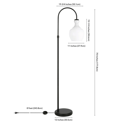 Black Bronze Arc Floor Lamp with White Milk Glass Shade - Henn&Hart Black Bronze Arc Floor Lamp With White Milk Glass Shade - Henn&Hart -Famous Lighting Store GUEST f8011508 9b45 4f24 adea a6bd946aac60