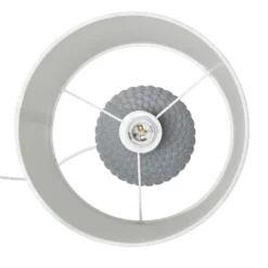 20.4" Traditional Ceramic Purled Texture Bedside Table Desk Lamp With White Fabric Drum Shade Gray - Simple Designs -Famous Lighting Store GUEST faf63244 2061 4eae b2d2 0b5637edf1f8