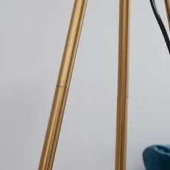 HOMCOM Modern Tripod Floor Lamp Free Standing Land Lamp W/ Steel Frame, Footswitch, Fabric Lampshade And E26 Base For Living Room, Bedroom, Gold -Famous Lighting Store GUEST fb01cea1 689f 45ec 8b83 8f3981aacf90