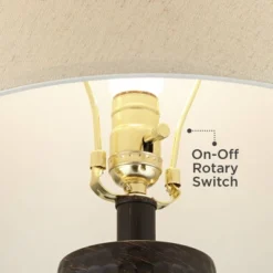 Regency Hill Auburn Rustic Farmhouse Table Lamp 25" High Bronze Hammered Natural Linen Empire Shade For Bedroom Living Room Bedside Nightstand Office -Famous Lighting Store GUEST fb2a3df0 8f2f 40a2 b913 d6911358a8b1