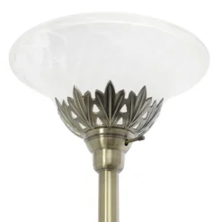 Torchiere Floor Lamp With 2 Reading Lights And Scalloped Glass Shades Antique Brass - Lalia Home -Famous Lighting Store GUEST fc67fd65 ec03 4a3d 8b05 332f3df1c699