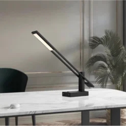 Metal USB Task Lamp With 2 USB Ports Black (Includes LED Light Bulb) - Cal Lighting