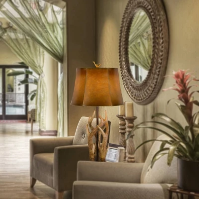 32.5" Darby Antler Resin Table Lamp with Leatherette Shade - Cal Lighting 32.5" Darby Antler Resin Table Lamp With Leatherette Shade - Cal Lighting -Famous Lighting Store GUEST fcf1f5b8 0480 404f 8034 3ae807cb295a