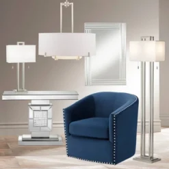 Possini Euro Design Modern Floor Lamp 62" Tall Brushed Nickel Openwork Rectangular Profile Off White Fabric Shade For Living Room Reading -Famous Lighting Store GUEST fe25067f a19c 4e1c 829e 5d26bb3dff2f